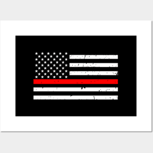 Firefighter Thin Red Line Flag Posters and Art